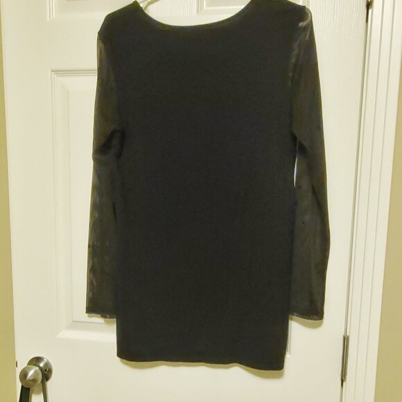 Black Simply Paka Bamboo and Lycra Top With Sheer Long Sleeves and Neck - Picture 5 of 9